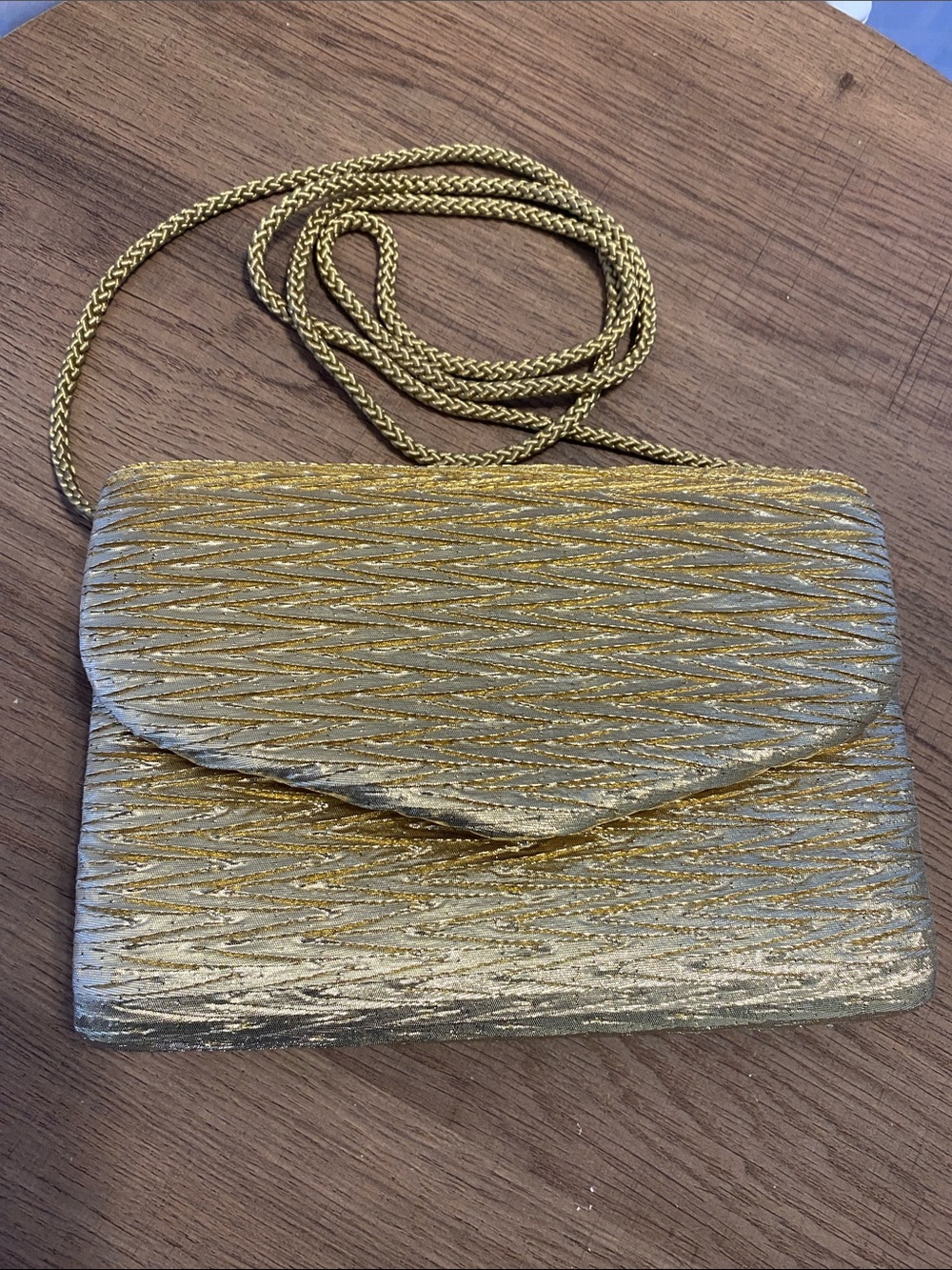 Vanessa Gold Envelope Flap Small Shoulder Bag Clutch Purse Handbag